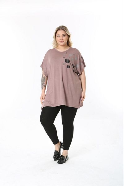 tıgersıze Women's Large Size Oversize Model Patterned Soft Fabric Viscos Bluz