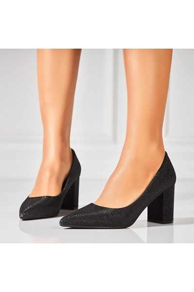 Joana Women's Black Heeled Shoes Made of Crosley Textile