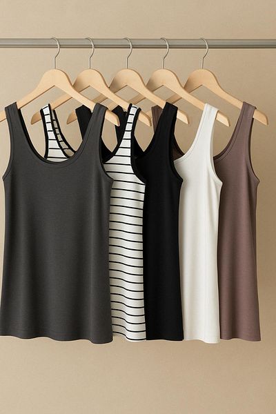 COTENCONCEPT Тениска с 5 части A Cut, памучна, дебела, презрамки