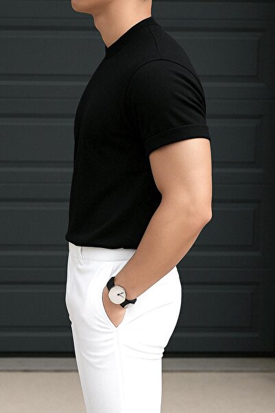 Delpino Μπλουζάκι με λαιμόκοψη Comfort Άνετη Εφαρμογή Χτενισμένη Βαμβακερή