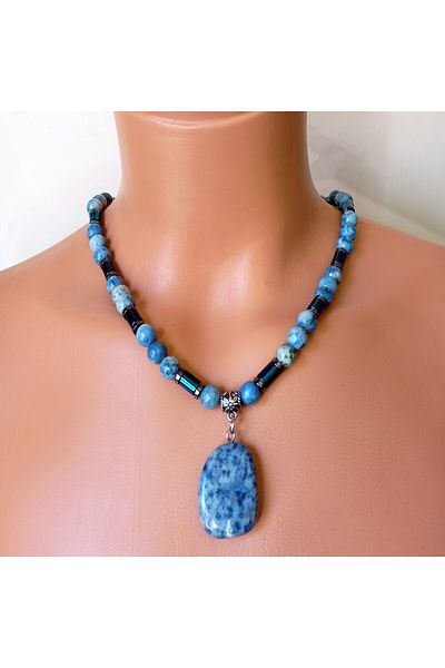 Asteria Elite Sodalite Hematite Power, Stability and Self-Confidence Necklace Bracelet Set