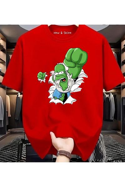 New Shine In Cart 6 and Above Purchases Get 1 T-Shirt as a Gift - Hulk Simpsons Printed Large Size Oversize T-Shirt
