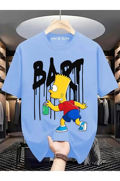 New Shine 1 tricou este un cadou pentru achiziții de 6 și mai sus în coș - Tricou oversize cu imprimeu Bart Simpson
