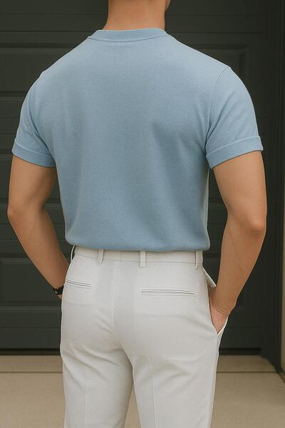 Delpino Μπλουζάκι με λαιμόκοψη Comfort Άνετη Εφαρμογή Χτενισμένη Βαμβακερή