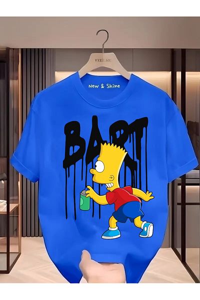 New Shine 1 tricou este un cadou pentru achiziții de 6 și mai sus în coș - Tricou oversize cu imprimeu Bart Simpson