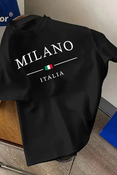 EFFRENATU Ανδρικό μπλουζάκι Milano με κοντό μανίκι Crew Neck