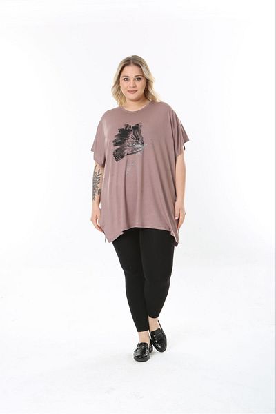 tıgersıze Women's Large Size Oversize Model Butterfly Patterned Soft Fabric Viscos Bluz
