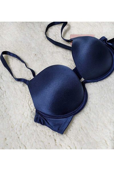 DÜVEN Push up Double Padded Navy Blue Bra - Pop up Double Support Single Top