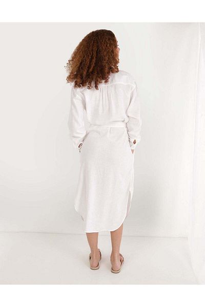 AMERICAN EAGLE Aerie Linen Blend Midi Shirt Dress
