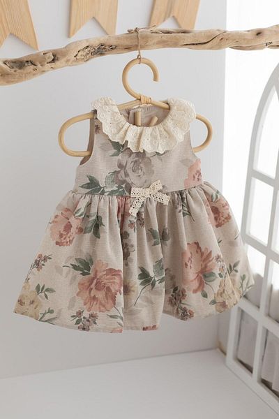 PİTABABY Silvia - Vintage Floral Double Baby Girl Dress Shorts Set