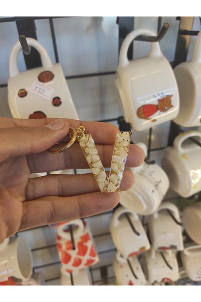 Home Letter "V" Epoxy Gift Keychain