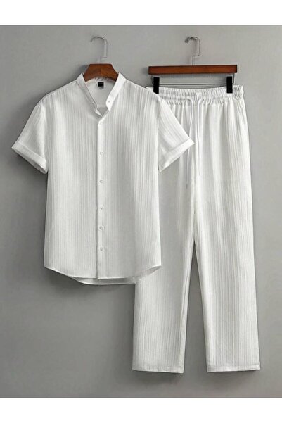 Framgan Bürümcük Krinkıl Kumaş Yazlık Likralı Unisex Kadın Erkek Kısa Kol Göm...