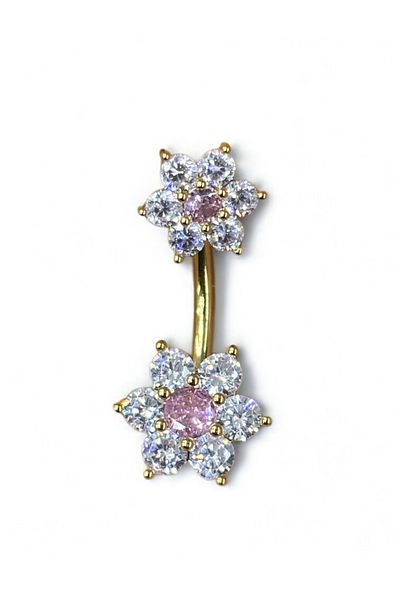 Takayrum Steel Stone Daisy Detailed Navel Piercing