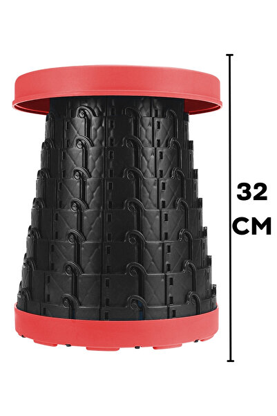 Comprox Katlanır Tabure Kırmızı Okul / Kamp / Bahçe / Konser Çok Amaçlı Pratik Katlanır Tabure/ Akardiyon