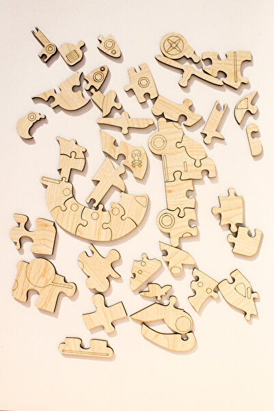 Store Ahşap Taşıtlar Puzzle Seti | 6'lı Eğitici Yapboz | 44 Parça | Montessori Oyuncak - Eğitici Oyuncak