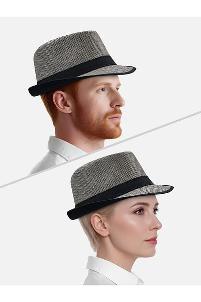 Milleniva Summer Straw Gray Panama Trilby Hat