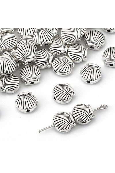 yiğit aksesuar 10 Pieces Midye Silver Non-Tarnish Bracelet Necklace Anklet Spacer