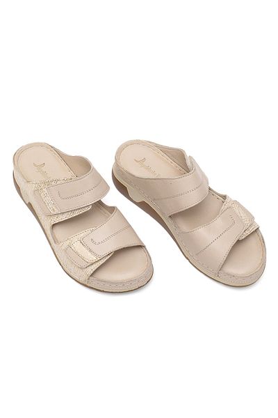 Ayakkabı Fuarı Women's Orthopedic Genuine Leather Dress - Beige
