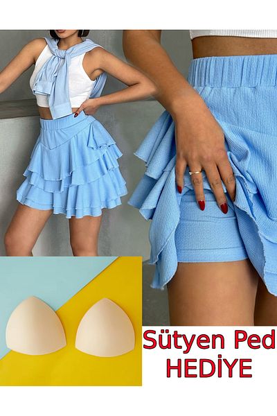 BENİMOLMALI Fusta cu pantaloni scurți Fusta cu volane Fusta mini cu pantaloni scurți Fusta cu talie înaltă Fusta din lycra Produs cadou