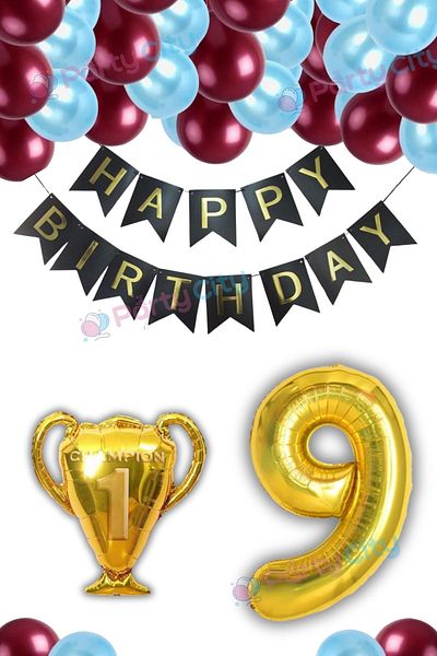 Party City Σετ πάρτι με θέμα το μπαλόνι 9 ετών - Κούπα Foil Balloon Celebration Birthday