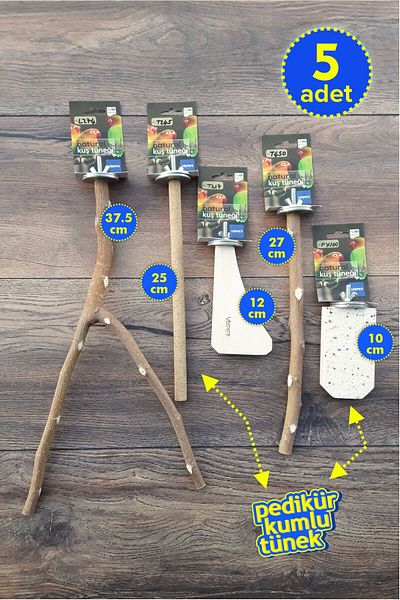 Vixpet Venty 5 Pcs Parrot Perch - Pedicure Sand Perch Set |   Love, Forpus, Sevda, Paradise - M458