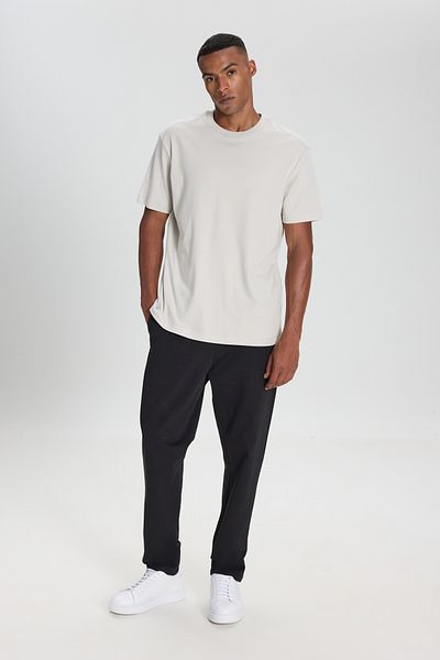 ALTINYILDIZ CLASSICS Men's Stone 100% Cotton Modern Fit Regular Cut Crew Neck T-Shirt