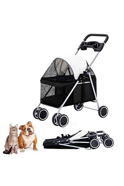 KidLe عربة أطفال قابلة للطي للحيوانات الأليفة ذات مساحة كبيرة للقطط والكلاب