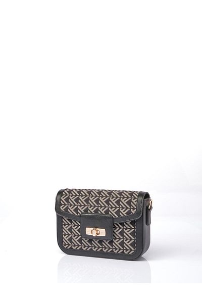 Kayra Geantă baghetă cu model monogramă - neagră