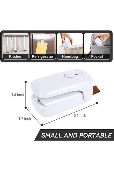 COOYA Mini Bag Sealer, Handheld Thermal Vacuum Sealer, 2 in 1 Heat Sealer and Lanyard Cutter (White)