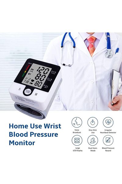 COOYA Wrist Blood Pressure Monitor, Adjustable Cuff, Digital Lcd Display, Suitable for Adult Home Use