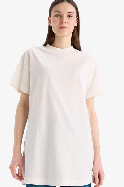 DeFacto Regular Fit Crew Neck Basic Plain Short Sleeve T-Shirt Tunic A8351Ax25Sp