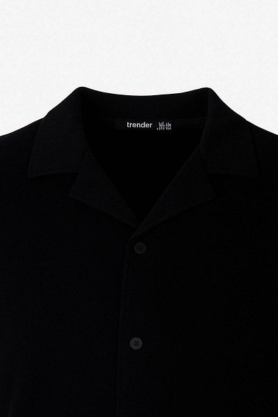 trender Apaş Collar Black Men's Shirt 2640