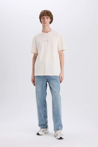 DeFacto 100% Cotton Regular Fit Crew Neck Printed Short Sleeve T-Shirt E3940Ax25Sm