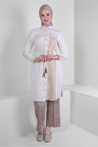Alvina STRIPED WAIST BELLY STRAIGHT TUNIC 43632