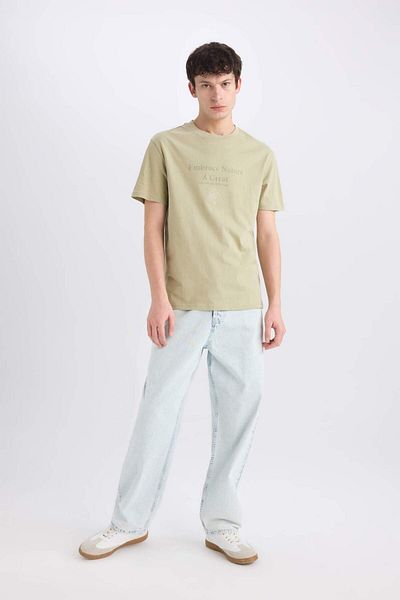DeFacto 100% Cotton Regular Fit Crew Neck Printed Short Sleeve T-Shirt E0580Ax25Sm
