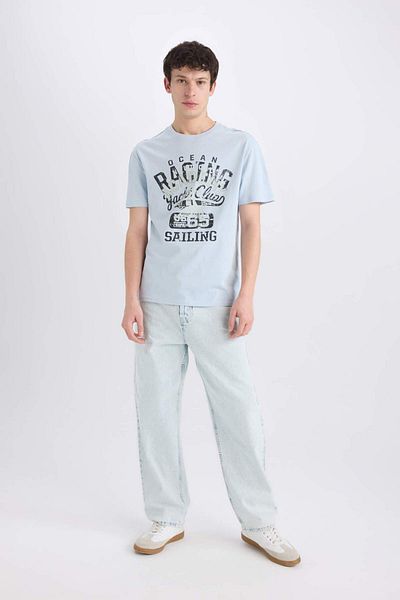 DeFacto Tricou cu mânecă scurtă, 100% bumbac, cu croială normală, cu decolteu, imprimat E1317ax25sm