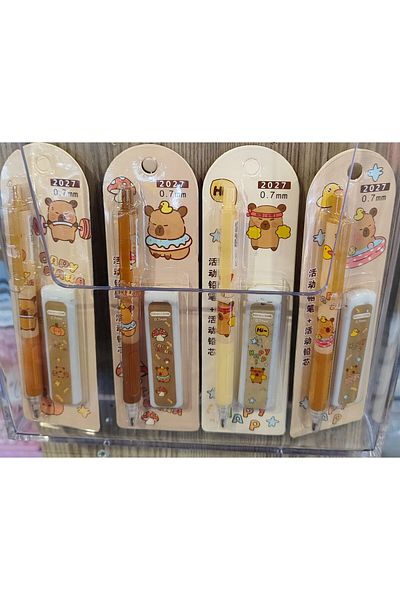 ada çanta kırtasiye Capybara Figured 0.7 Nib Pencil and 1 Box of Pencil Nibs Set of 4