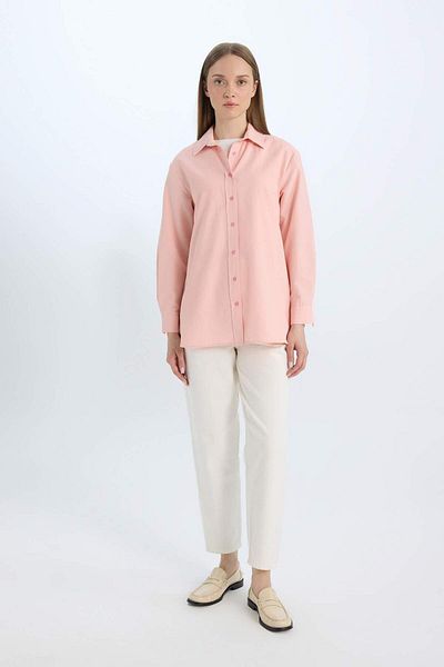 DeFacto Μακρυμάνικο πουκάμισο Relax Fit Poplin Tunic D7341ax25sp
