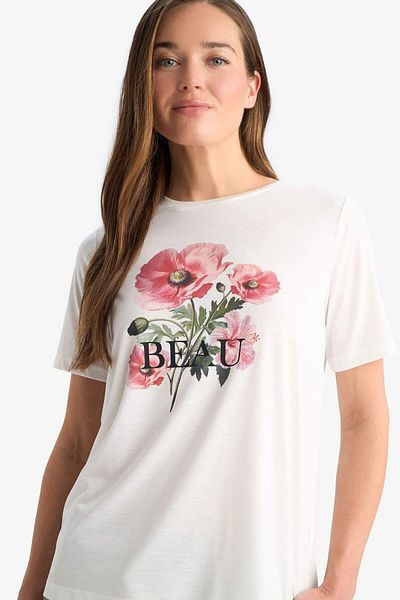 DeFacto Regular Fit Crew Neck Printed Short Sleeve T-Shirt F4845Ax25Sm