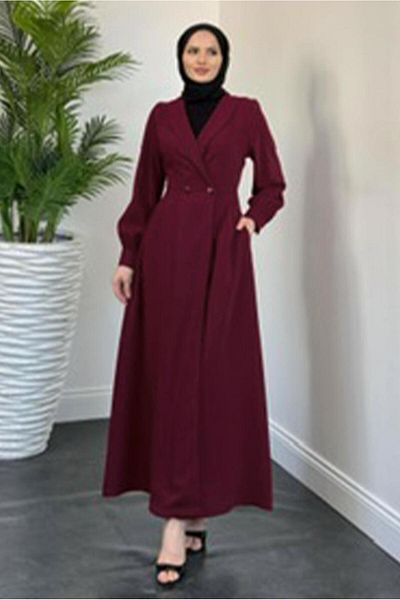 TRENDTESETTÜR Women's Burgundy Jacket Look Dress t 4126