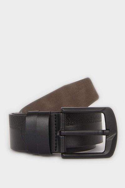 DeFacto Men's Rectangular Buckle Faux Leather Casual Belt F3123Axns