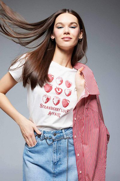 DeFacto Tricou cu mânecă scurtă cu imprimeu cu decolteu și cu mânecă scurtă Coool F2650AX25SM