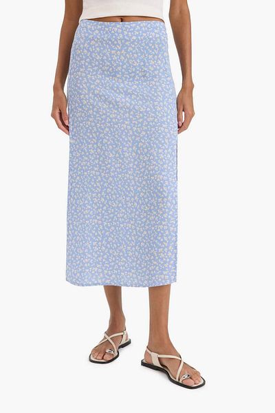 DeFacto A-Line Floral Regular Waist Midi Skirt X6692Az25Sm