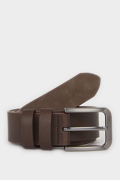 DeFacto Men's Rectangular Buckle Faux Leather Casual Belt F3124Axns