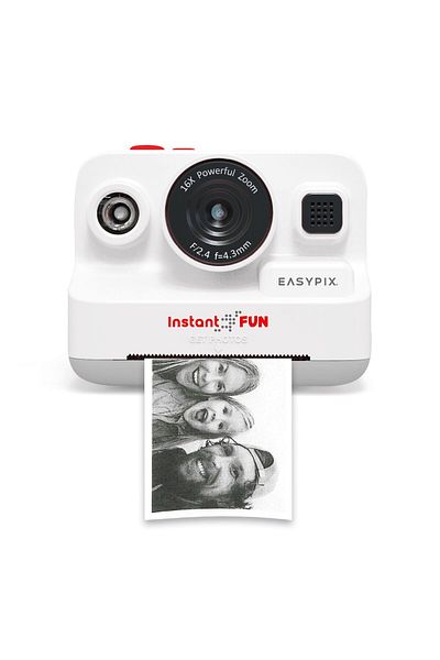 EasyPix InstaFun Instant Camera, 12Mpx, FULL HD, 5 Games, Music Player, Thermal Printing Black-White