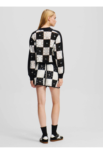 Karl Lagerfeld Jeans Lastikli Bel Normal Siyah - Beyaz Kadın Şort A2W10001