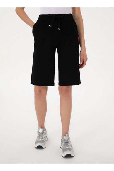 U.S. Polo Assn. SUA Polo Assn. Pantaloni scurți negri pentru femei cu talie mijlocie, cu croiala normală DAMEN25