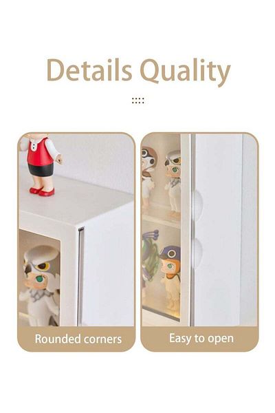 COOYA 2 Tier Transparent Display Box,with Side Opening Door,for Bedroom,Study,Living Room,24x8x24cmYellow