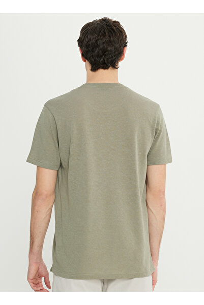 ALTINYILDIZ CLASSICS Altınyıldız Classics Ανδρικό T-Shirt με λαιμόκοψη χακί ACE091252044_HAK