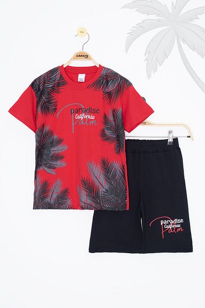 Cansın Mini Red Paradise Written Boy's Shorts Set of 2 20643
